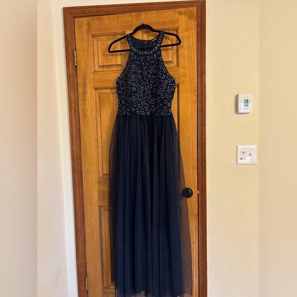 Speechless Dresses & Skirts - Speechless Halter Dark Blue Evening Gown